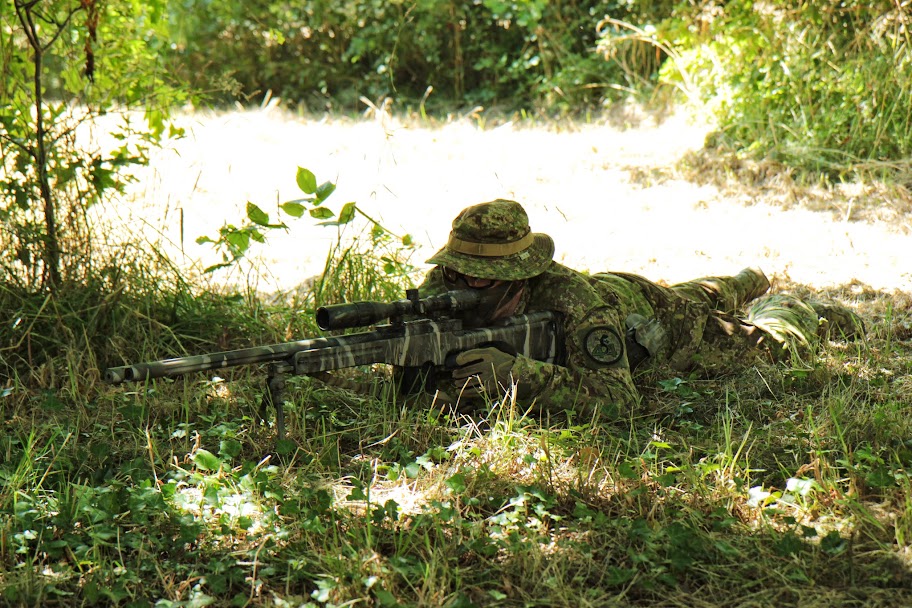 A sniper looking for a target.
